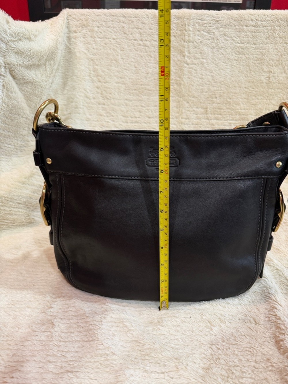 Coach Black Leather Shoulder Bag with Gold Hardware - Picture 11 of 12